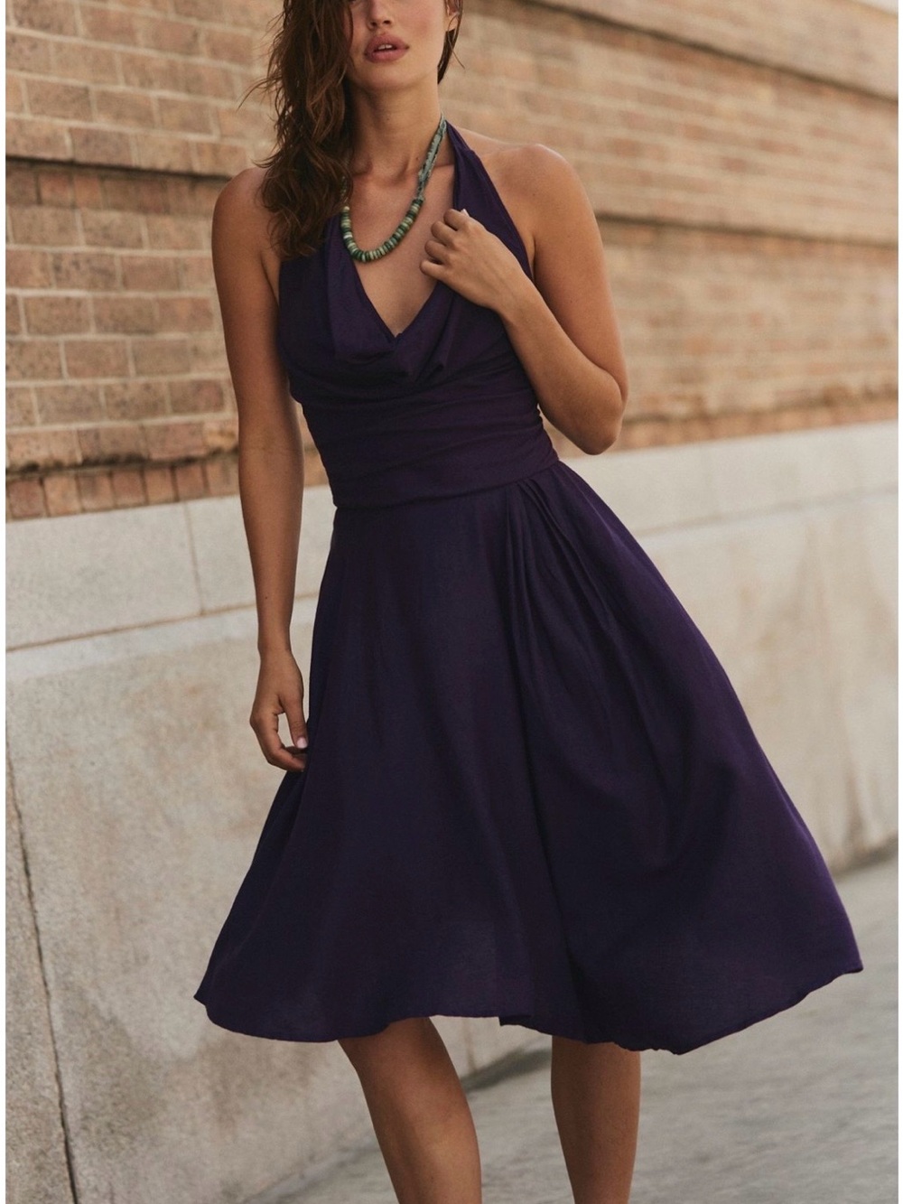 Free People Jayna Halter Midi Dress in Deep Purple